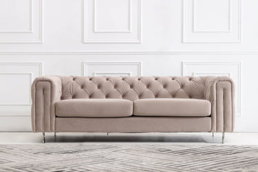 Luxury Cream Velvet Modern Chesterfield Sofa Set | Elegant 3-Seater, 2-Seater & 1-Seater Options - UK Luxury Furniture